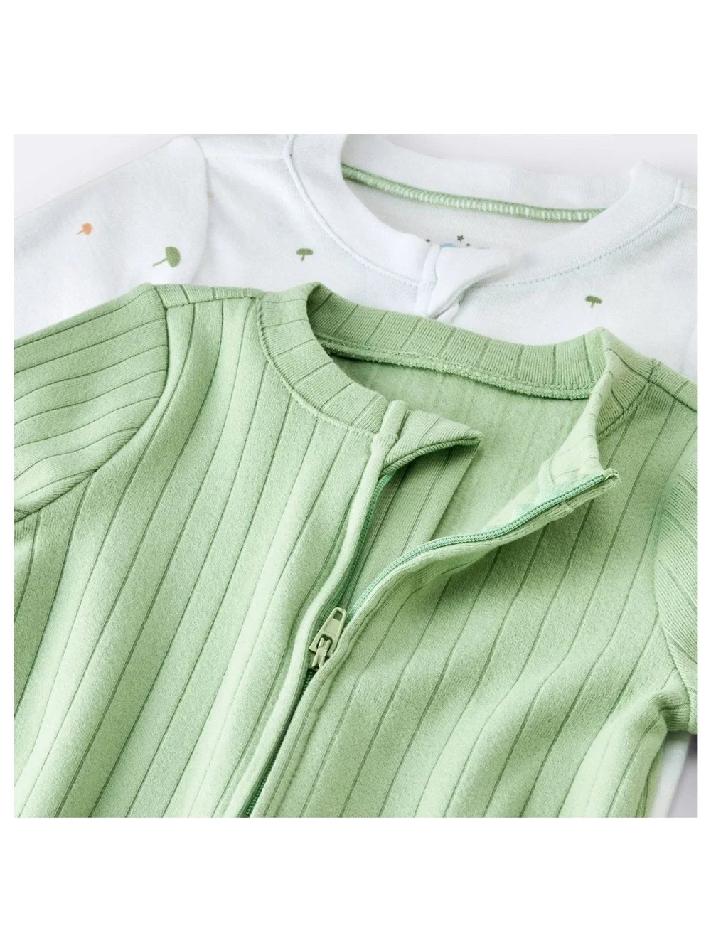 cloud island Green and White Footed One-Piece Pajama Set mushrooms 🍄